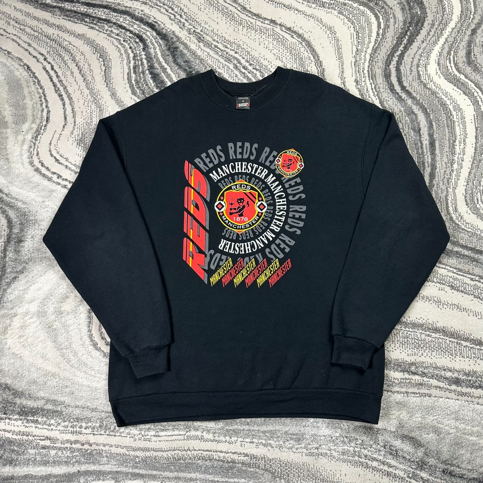 Vintage Screen Stars Manchester United 90’s Reds Black Sz XL Graphic Sweatshirt