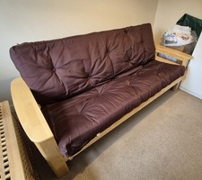 Futon Style Double Sofabed. Good Condition. Colour Brown With Wood Effect Frame