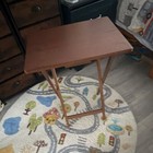Set of west elm Bohemian Folding TV Tray Table Brown Wood Lacquered — photo 2