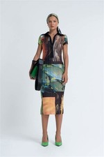 NWT Arthur Apparel Fish Party Sz 4 Box Pleat Midi Shirt Dress Collar Free People