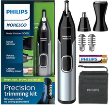 Philips Nose Trimmer 5000, for Nose, Ears, Eyebrows, Black and Silver, NT5600/42