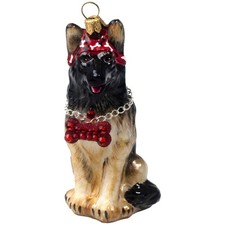 German Shepherd with Dog Bone Collar Polish Glass Christmas Ornament New
