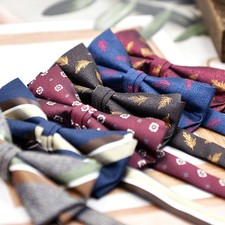 Men's Jacquard Double-Layer Bow Tie Wedding Dinner Prom Formal Suit with Box
