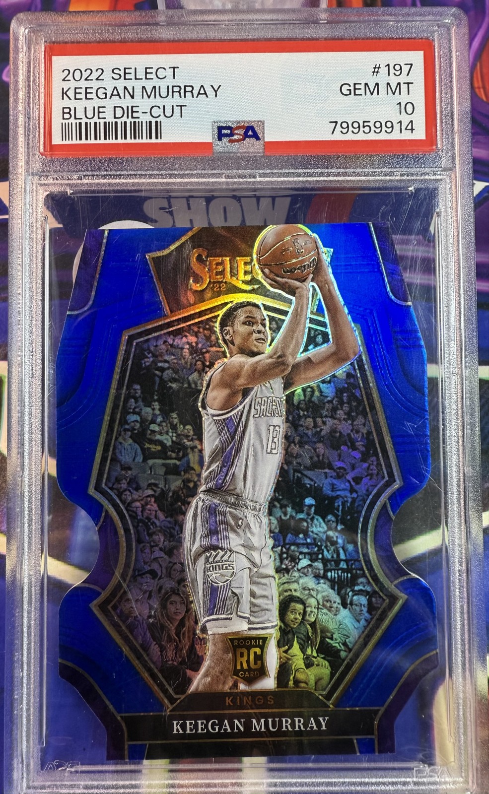 2022-23 Panini Select Keegan Murray #197 Blue Prizm Die-Cut /249 (RC) PSA 10!