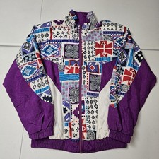 VTG 80s Womens Windbreaker Size Medium Petite Retro Track Suit Jacket Pants Set