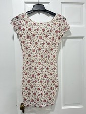 Forever 21 Floral Lace Bodycon Dress Size Small White Pink Cottagecore