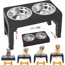 Adjustable Pet Dog Feeder Bowl Elevated Raised Stainless Steel Food Water Stand