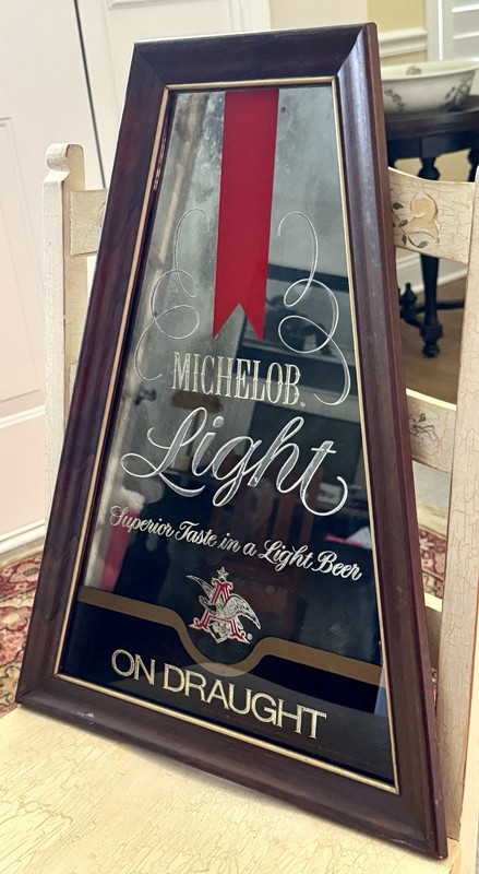Vintage Pizza Hut 1978 Michelob Light Beer Sign Mirror 17” X 12”.