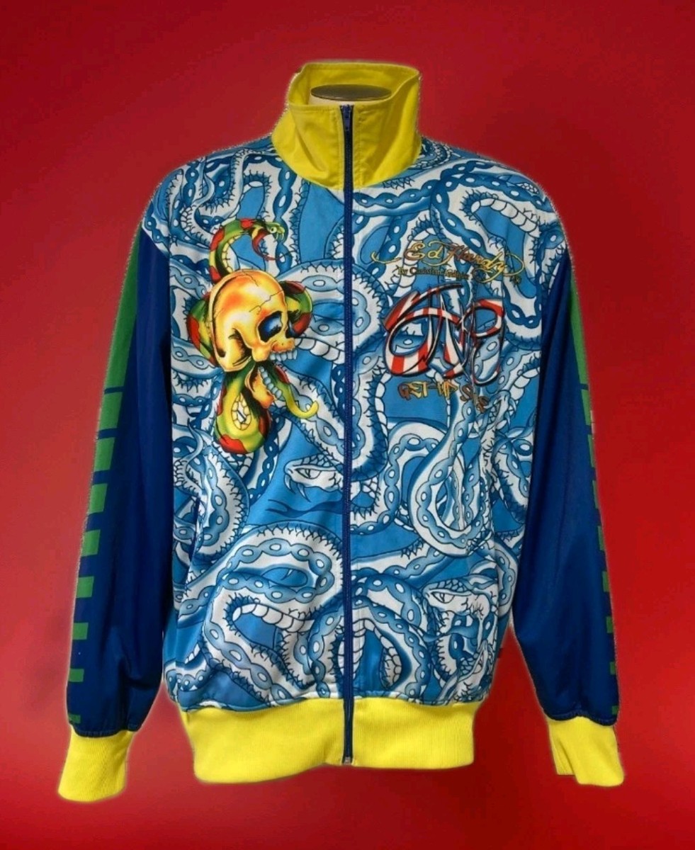 2000 Ed Hardy by Christian Audigier Zip Up Track Jacket Mens XL