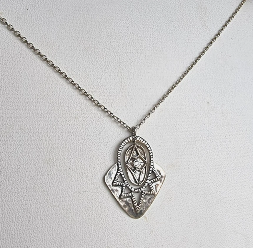 COLLAR SILPADA ART DECO PLATA ESTERLINA 925 PENADANTE EN CADENA CABLE N2801 Foto 2 de 4