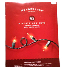 Wondershop 100 ct Clear Mini Lights Green Wire Indoor / Outdoor Long