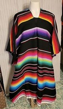 Traditional Mexican Serape Poncho 40" X 40" Large