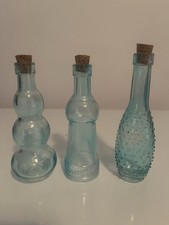 Darice Blue Vintage-style Decorative Glass Bottles w/Cork Stoppers Set of 3-D3