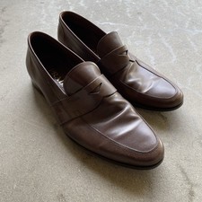 Prada Penny Loafer Dress Shoes Brown Leather 2DF072 Size 9.5