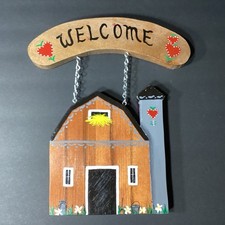 Vintage Country Wooden Sign "Welcome" Wall Hanging Barn  Silo Farmhouse Art