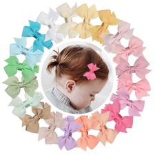 C LLOT Hair Clips for Girls - 20PCS Fully Lined Bows Multi-colored