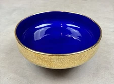 L’OBJET for Neiman Marcus Gold Crackle Cobalt Blue Centerpiece Bowl New With Box
