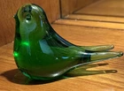 Green Glass Bird Figurine Glossy Decorative Solid Glass Birds Theme 4”L x 2.75”T