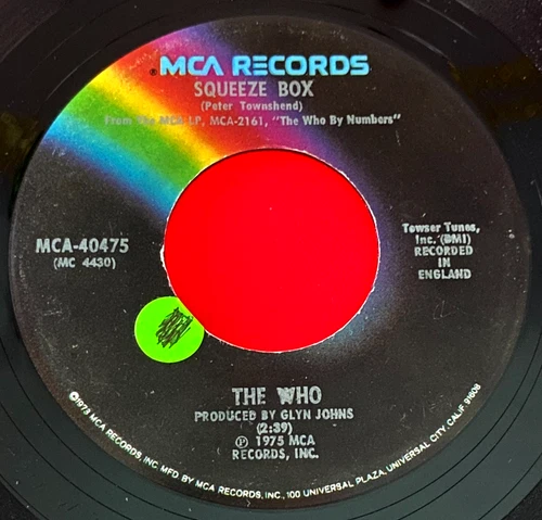 The Who Squeeze Box 7" PC US ORIG 1975 MCA-40475 b/w Success Story VINYL