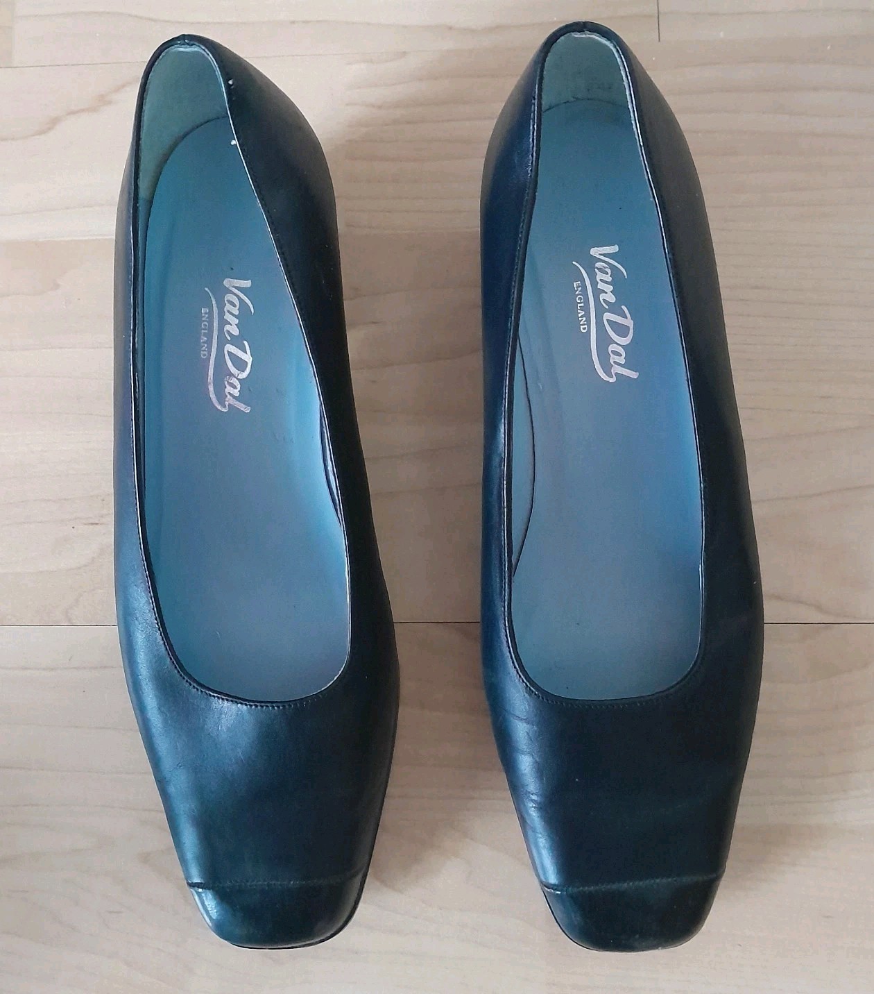 Van Dal Black Leather court Shoes, Size 5 D block heel made in England