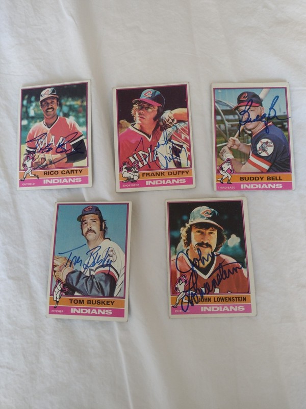 Autograph Baseball Topps 1976 Cleveland Indians 5 cards Rico Carty Buddy Bell +