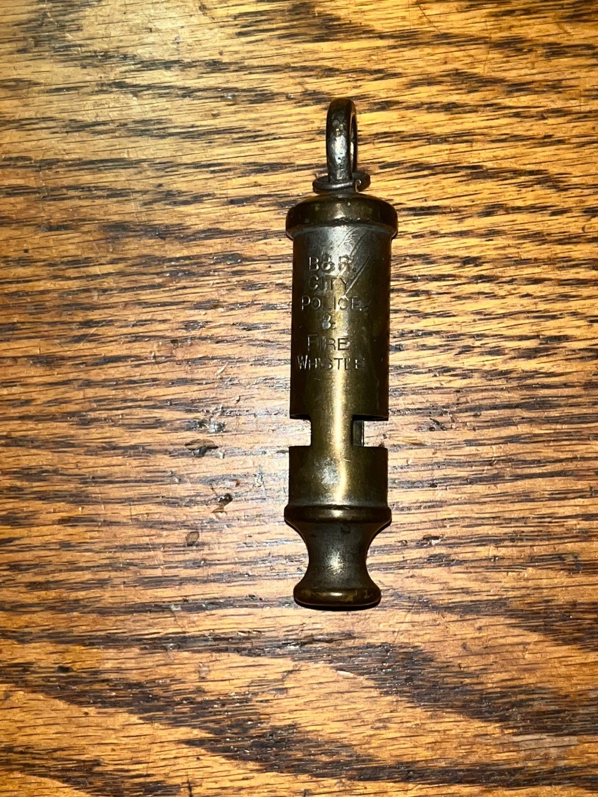 Vintage Brass Plated Tube Police & Fire Whistle.  B & R City Police & Fire