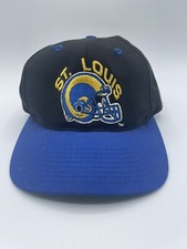 Vintage NEW 90s St Louis Rams Logo 7 Snapback Hat Cap NFL Black Blue