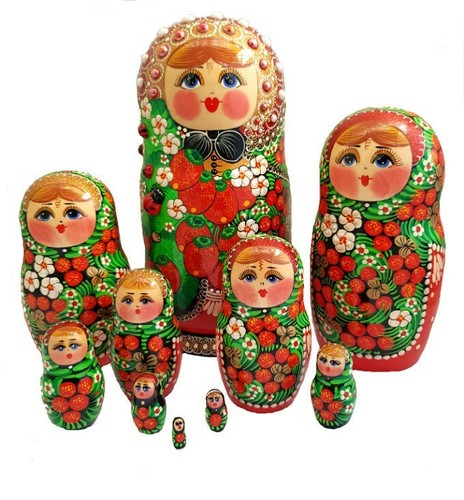 Bambole Russe Con Fragole 10 Pezzi A La Portatile Per Vasilkova Russia - 第 1/3 張圖片