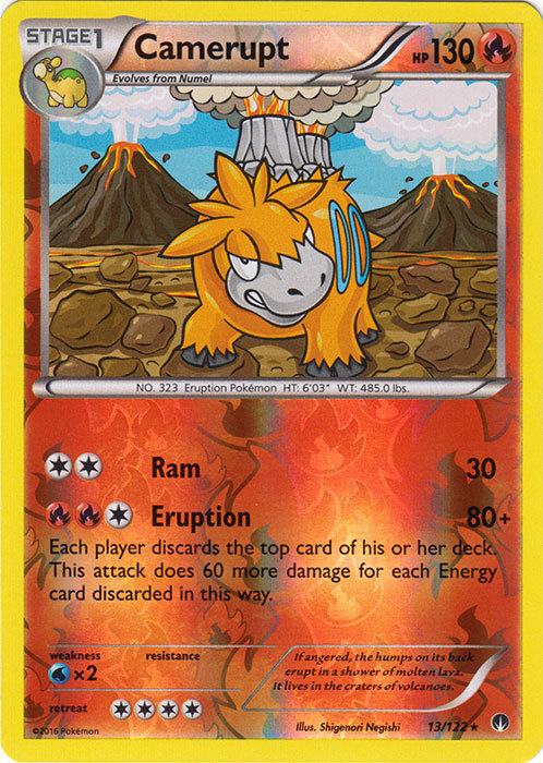x1 Camerupt - 13/122 - Rare - Reverse Holo Pokemon XY Breakpoint M/NM