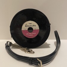 Seltene Kate Spade 2014 Fancy Footwork 3D Vinyl Schallplatte Lackleder Umhäng...