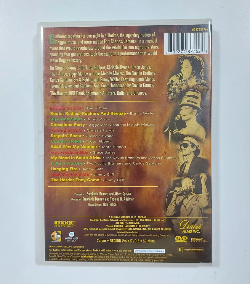 DVD de sesión de reggae (Región 4, 2002) Jimmy Cliff Chrissie Hynde Buffalo Soldier Foto 2 de 4