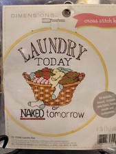 Dimensions Cross Stitch Kit, 6" Beginner, 72-75345 Laundry Day, hoop included