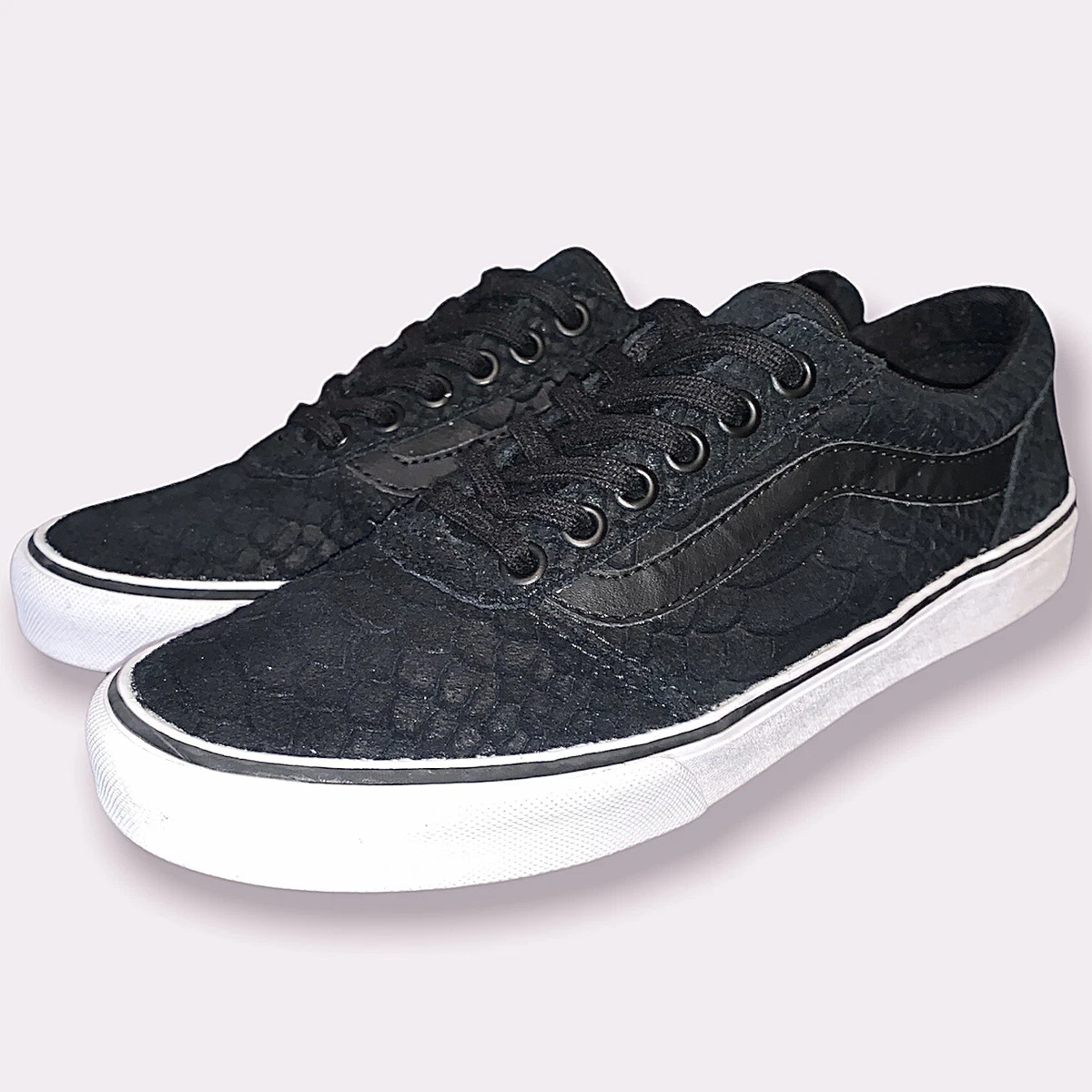 Vans black leather trainers sale
