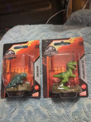 Jurassic World Dimetrodon & Tyrannosaurus Rex Figurine 2  Tall Mattel Cake top 