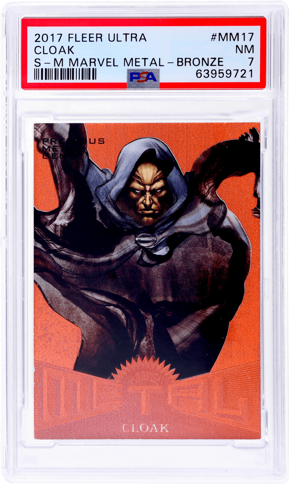 2017 Fleer Ultra Spider-Man Cloak Marvel Metal Pmg Bronze #MM17 /199 PSA 7