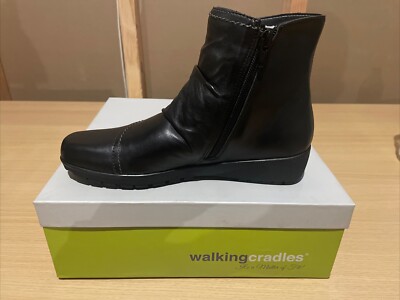 Walking Cradles Womens Zeplin Black Ankle Boots Shoes Narrow (C