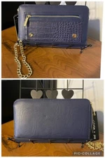 OLIVIA + JOY Womens ZIP-AROUND ORGANIZER Convertible WRISTLET to WALLET-Blue-NWT