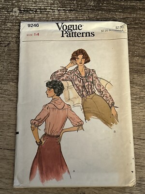 Vogue Patterns 9246 Vintage 70 s Misses Blouse 9-Piece Sewing Kit Sz 14