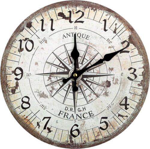 Silent Non-Ticking Wooden Quartz Battery Operated Rustic Style Decor Wall Clock
