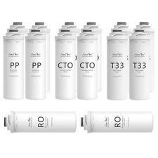 SimPure T1-400 Under Sink RO System Water Filter Replacement PP+RO 2-Year Set