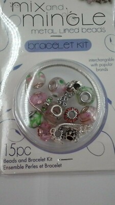 Darice Mix & Mingle MOM Bracelet Kit Metal Lined Beads Jewelry Maker Starter Kit