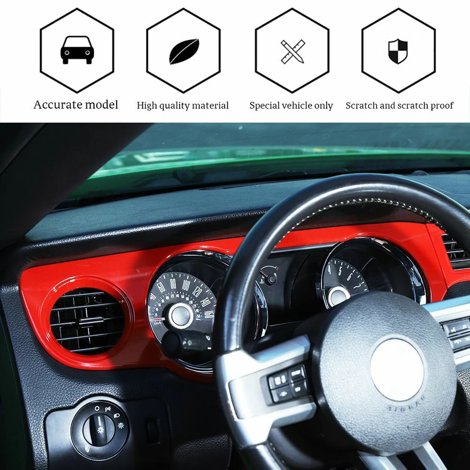 Para Ford Mustang 10-14 Salpicadero Consola Central Panel Cubierta Borde Rojo Accesorios Foto 4 de 4