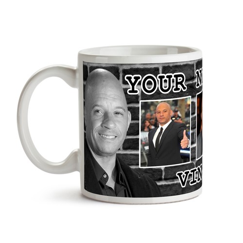 VIN DIESEL PERSONALISED Ceramic Photo Mug Cup Tea Coffee Add Any Name Gift Idea - Picture 3 of 4