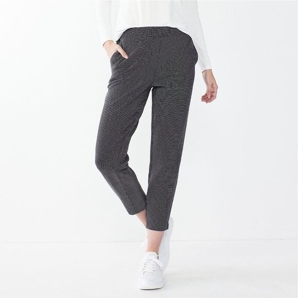 NWT Nine West Relaxed Crop Pull-On Pants Black Pindot Size XXL