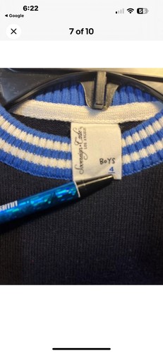 Sovereign Code Sz S 4 Boys Helios Rocket Launch Blue Sweater School Church - Picture 5 of 5