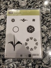 Stampin' Up Hostess Happy Flowers Cling Mount Rare Stamp Set Of 7