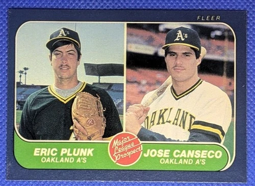 1986 Fleer JOSE CANSECO ERIC PLUNK RC #649 Rookie VG/EX Oakland Athletics