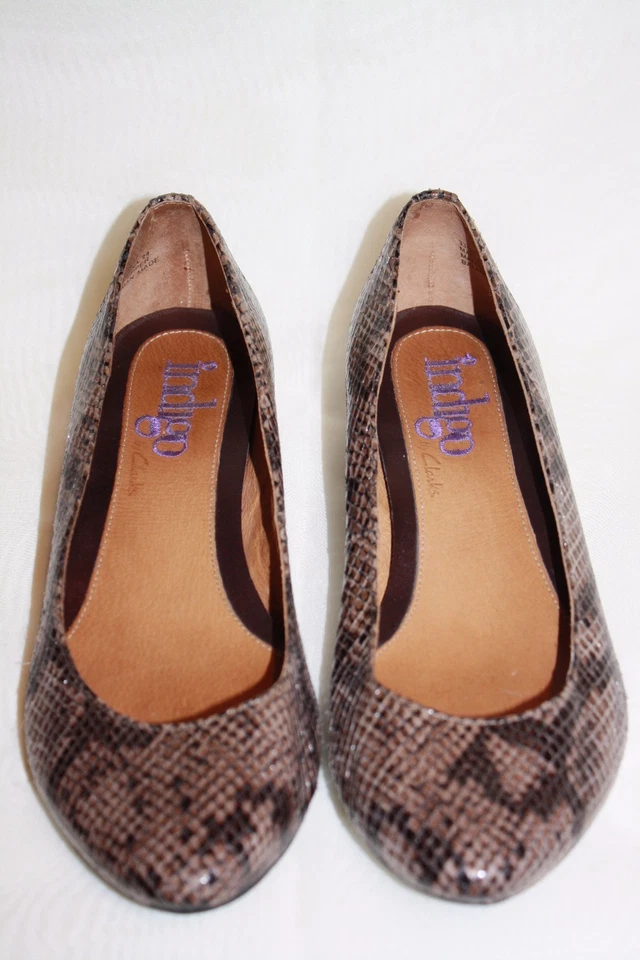 ZAPATOS MOCASINES PLANOS INDIGO BY CLARKS ESTAMPADO SERPIENTE TACÓN CUÑA SIN CORDONES MUJER 6 M Foto 3 de 4