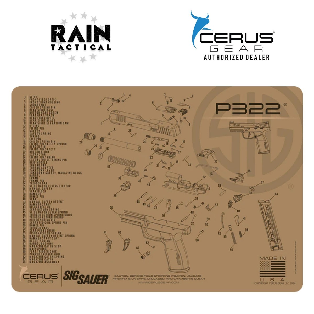 Sig Sauer P322 Schematic Handgun Mat FDE | eBay