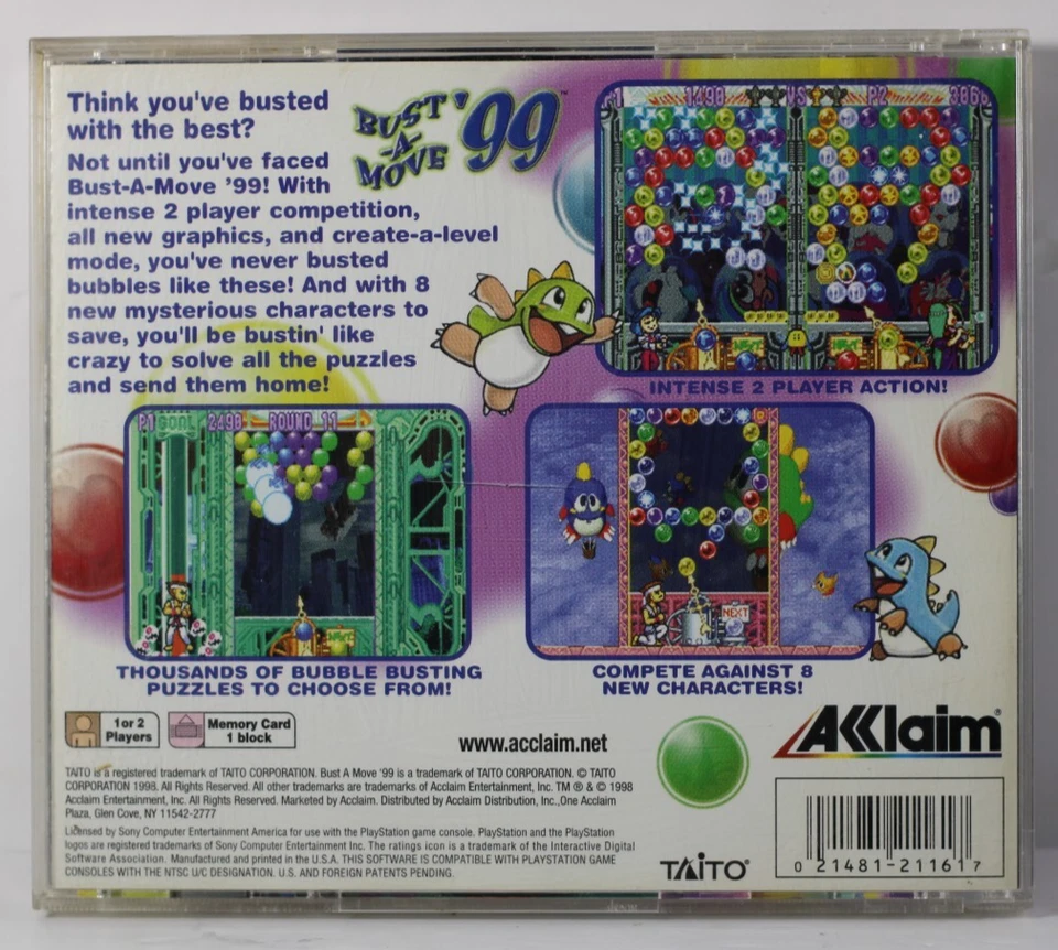 Bust-A-Move '99 (Sony PlayStation 1, 1999) PS1 CIB - Image 2 of 4